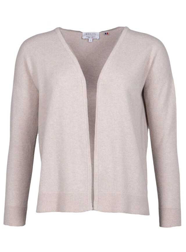 Maison Solfin - Gilet femme bord à bord laine et cachemire beige naturel – 4