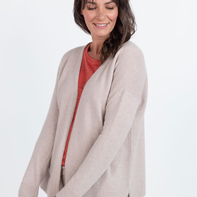 Maison Solfin - Gilet femme bord à bord laine et cachemire beige naturel – 4