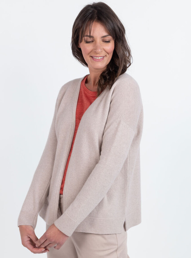 Maison Solfin - Gilet femme bord à bord laine et cachemire beige naturel – 4