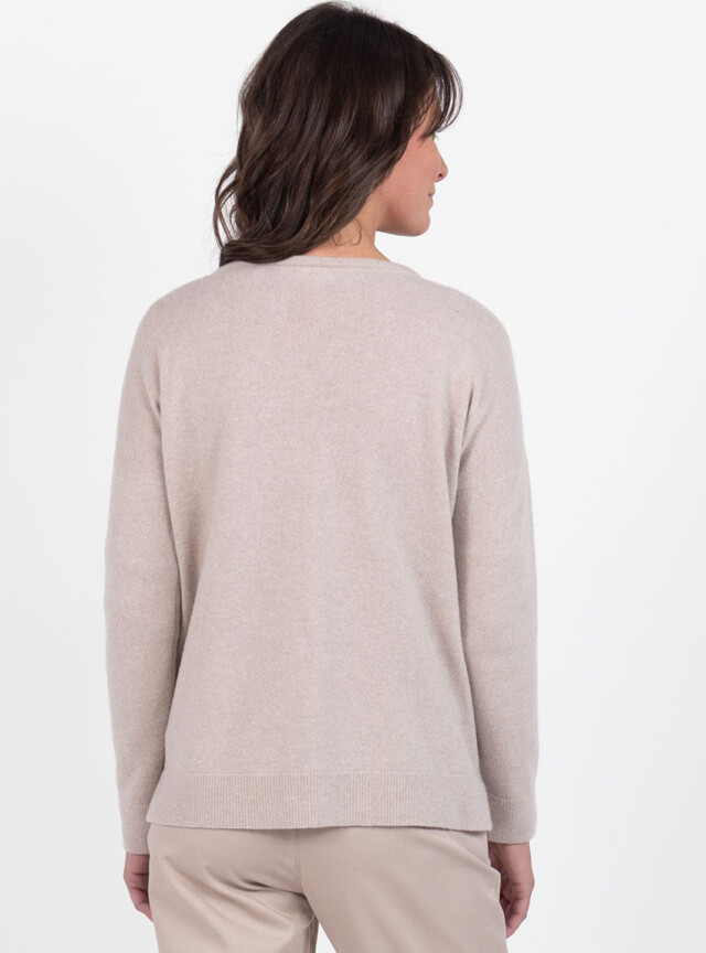 Maison Solfin - Gilet femme bord à bord laine et cachemire beige naturel – 4