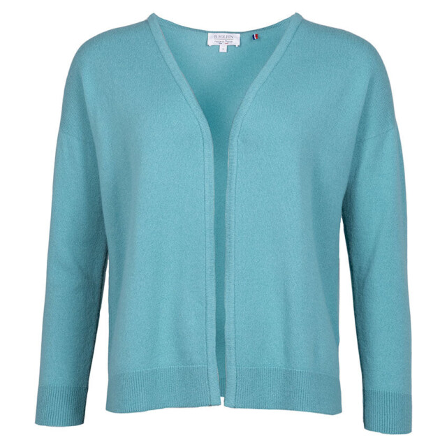 Maison Solfin - Gilet femme bord à bord laine et cachemire vert menthe – 4