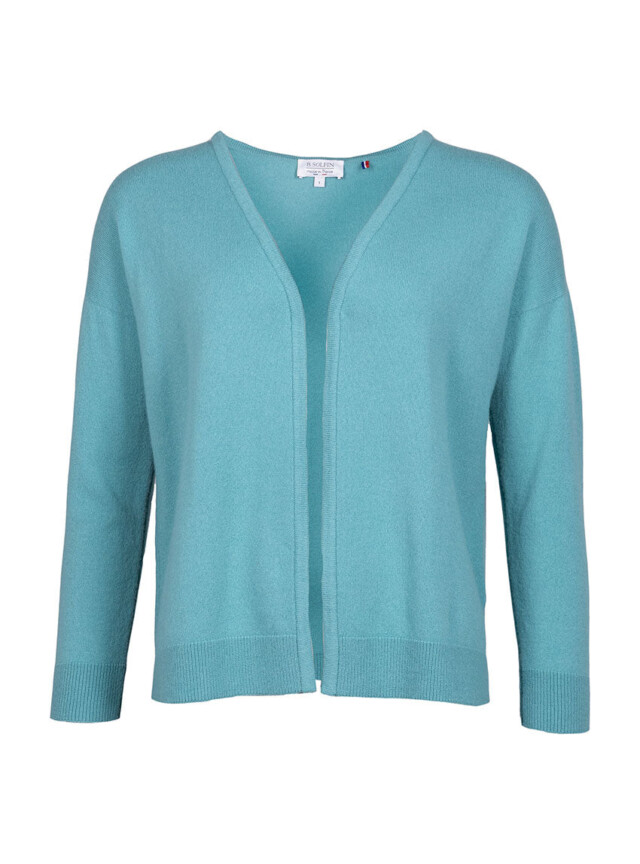 Maison Solfin - Gilet femme bord à bord laine et cachemire vert menthe – 4