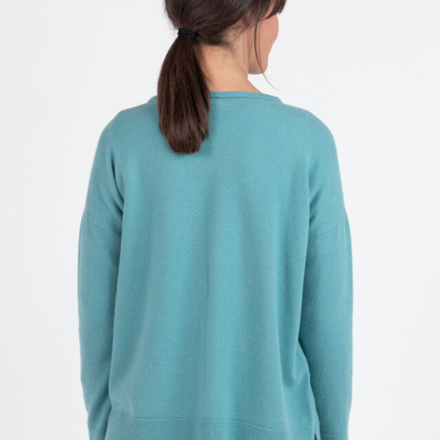 Maison Solfin - Gilet femme bord à bord laine et cachemire vert menthe – 4