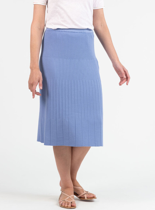 Maison Solfin - Jupe plissée femme fluide en viscose bleu aster – 4