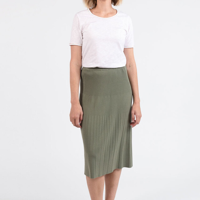 Maison Solfin - Jupe plissée femme fluide en viscose vert kaki – 4