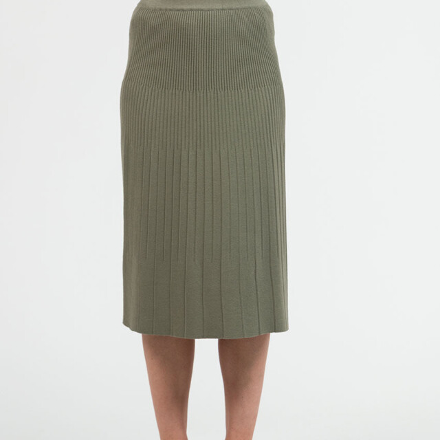 Maison Solfin - Jupe plissée femme fluide en viscose vert kaki – 4