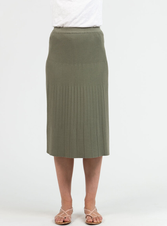 Maison Solfin - Jupe plissée femme fluide en viscose vert kaki – 4