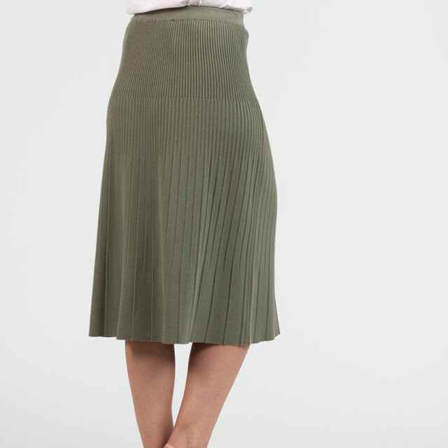 Maison Solfin - Jupe plissée femme fluide en viscose vert kaki – 4