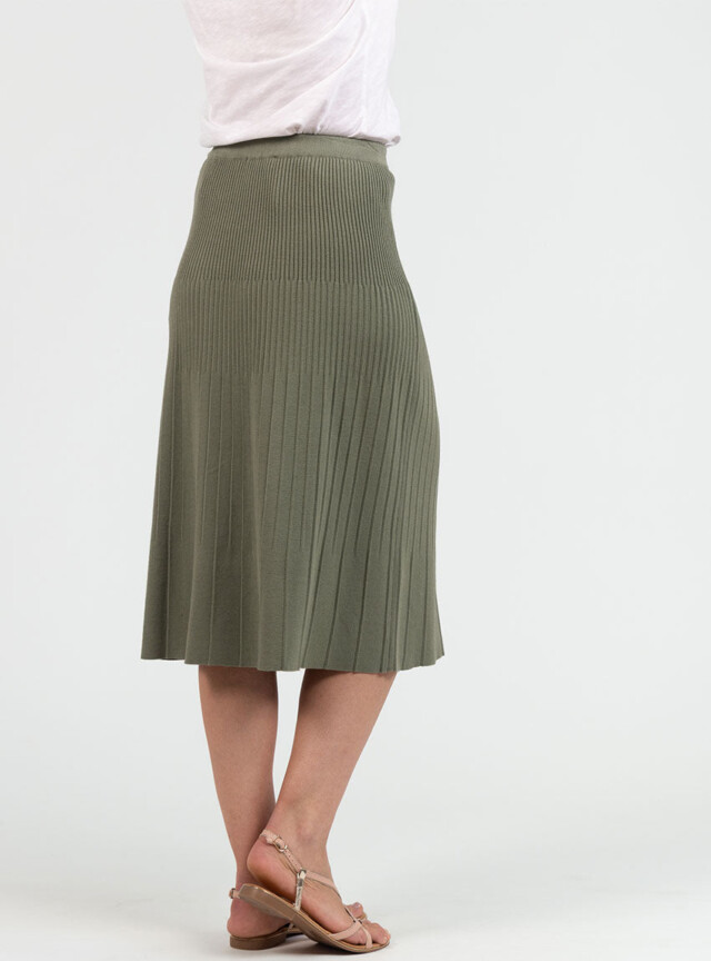 Maison Solfin - Jupe plissée femme fluide en viscose vert kaki – 4