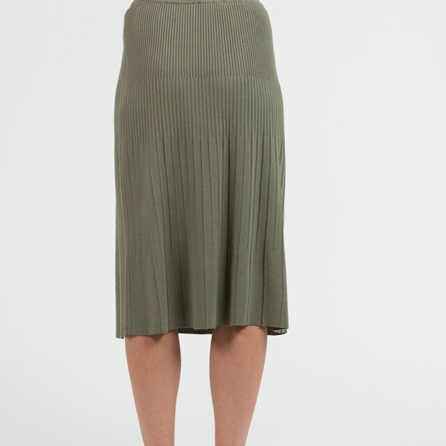 Maison Solfin - Jupe plissée femme fluide en viscose vert kaki – 4