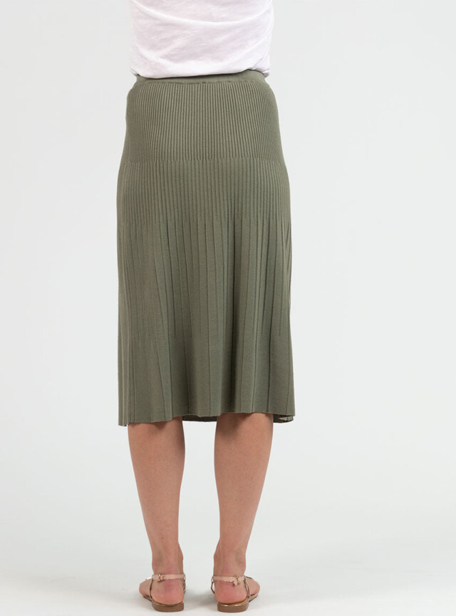Maison Solfin - Jupe plissée femme fluide en viscose vert kaki – 4