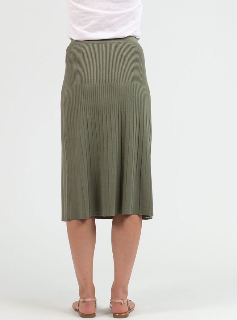 Maison Solfin - Jupe plissée femme fluide en viscose vert kaki – 4