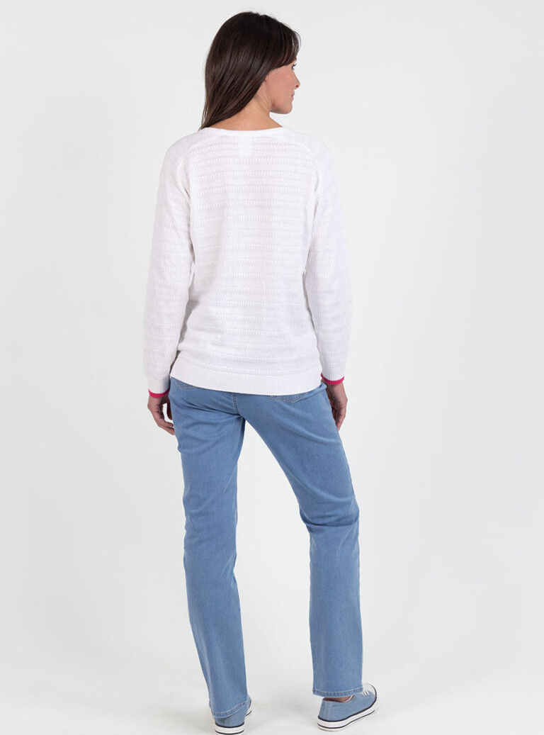 Maison Solfin - Pull femme esprit sweat en coton blanc – 50
