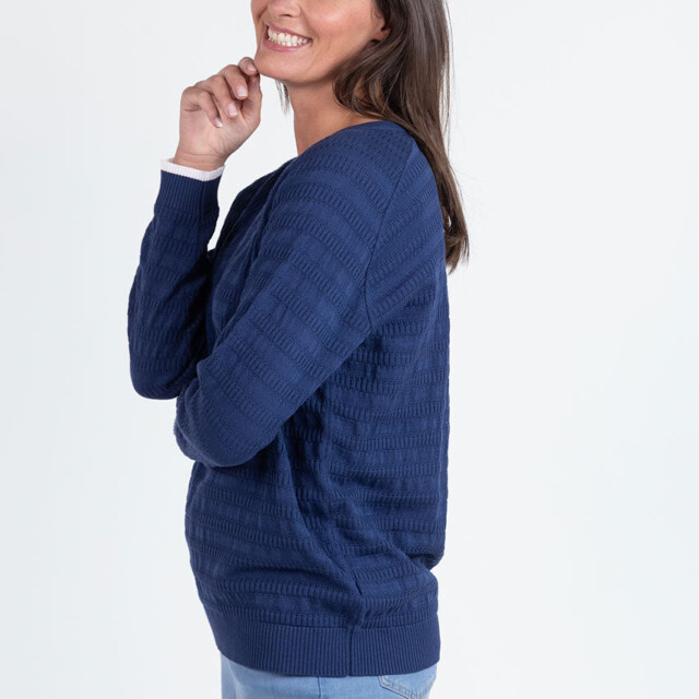 Maison Solfin - Pull femme esprit sweat en coton bleu marine – 48