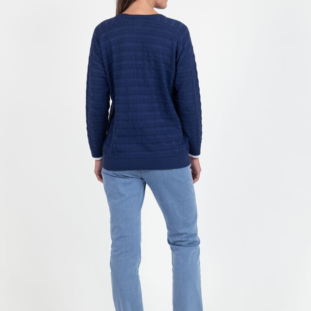 Maison Solfin - Pull femme esprit sweat en coton bleu marine – 48
