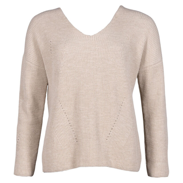 Maison Solfin - Pull femme maille ajourée coton beige lin – 4
