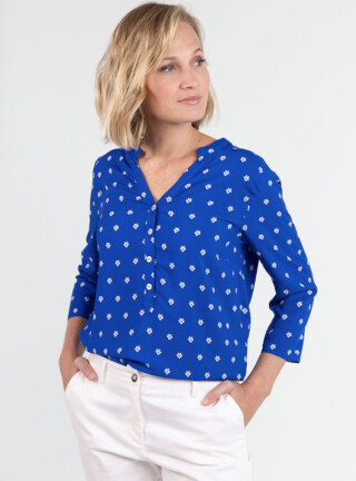 MAISON SOLFIN - Blouse femme en viscose bleu mer