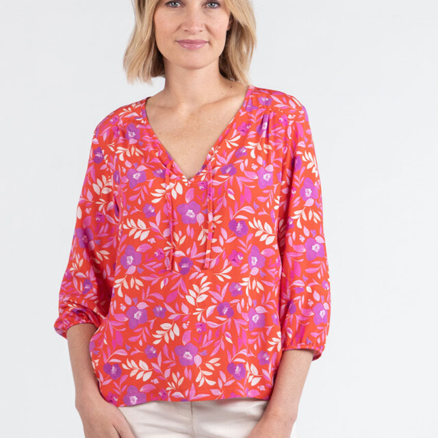 Maison Solfin - Blouse femme viscose floral rose violine – 50