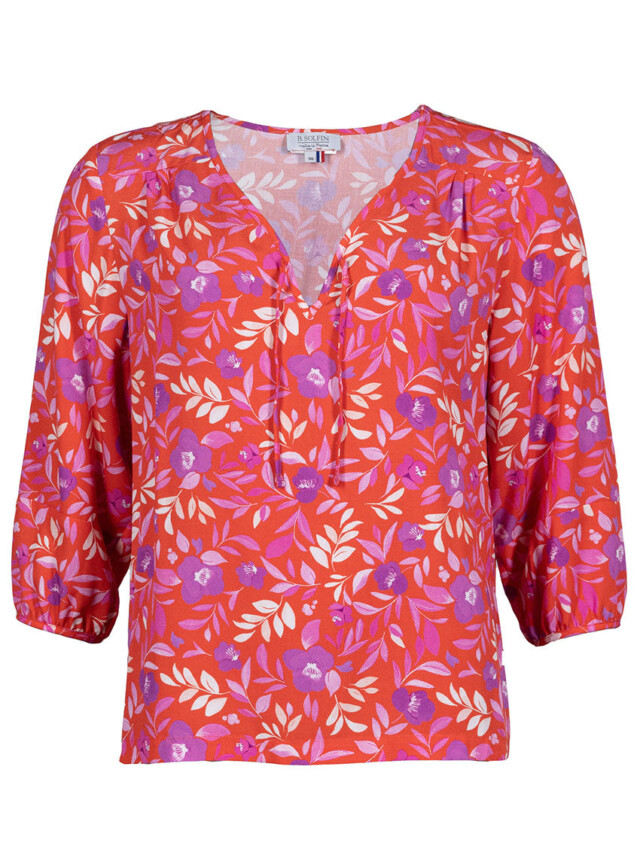 Maison Solfin - Blouse femme viscose floral rose violine – 50