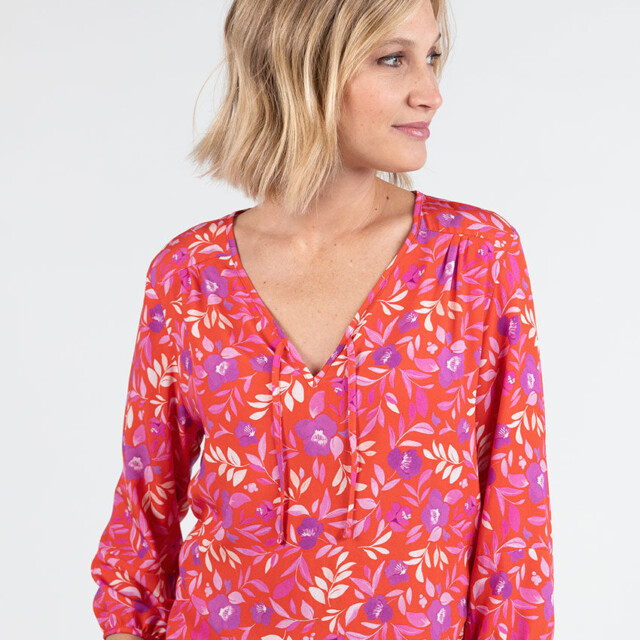 Maison Solfin - Blouse femme viscose floral rose violine – 50