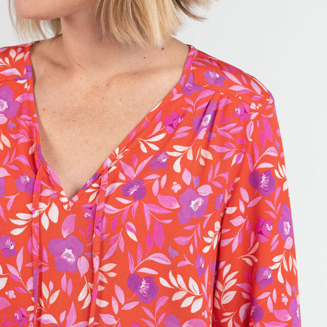 Maison Solfin - Blouse femme viscose floral rose violine – 50