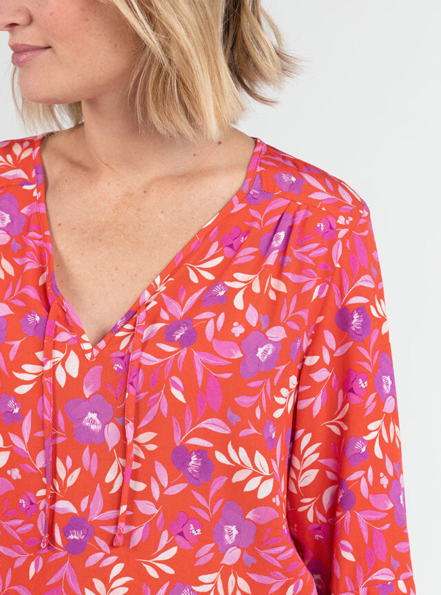 Maison Solfin - Blouse femme viscose floral rose violine – 50