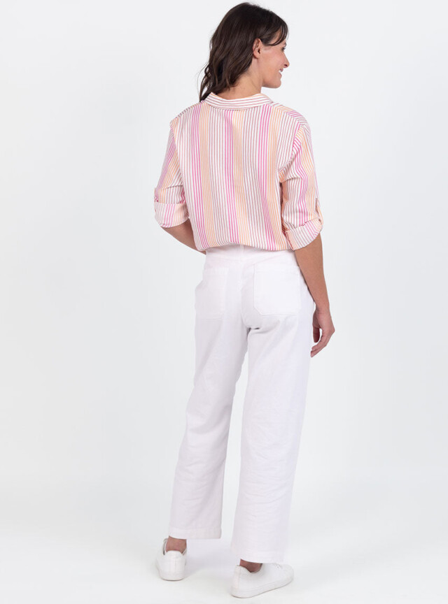 Maison Solfin - Chemisier femme rayé rose en viscose & coton – 50