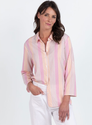 MAISON SOLFIN - Chemisier femme rayé rose en viscose & coton