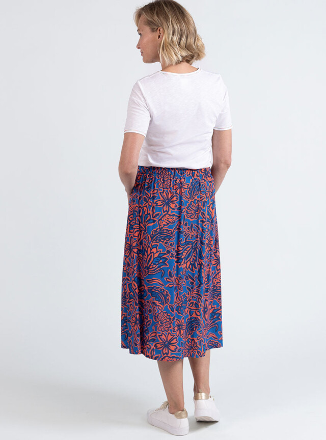 Maison Solfin - Jupe femme ample en viscose imprimé floral bleu – 4