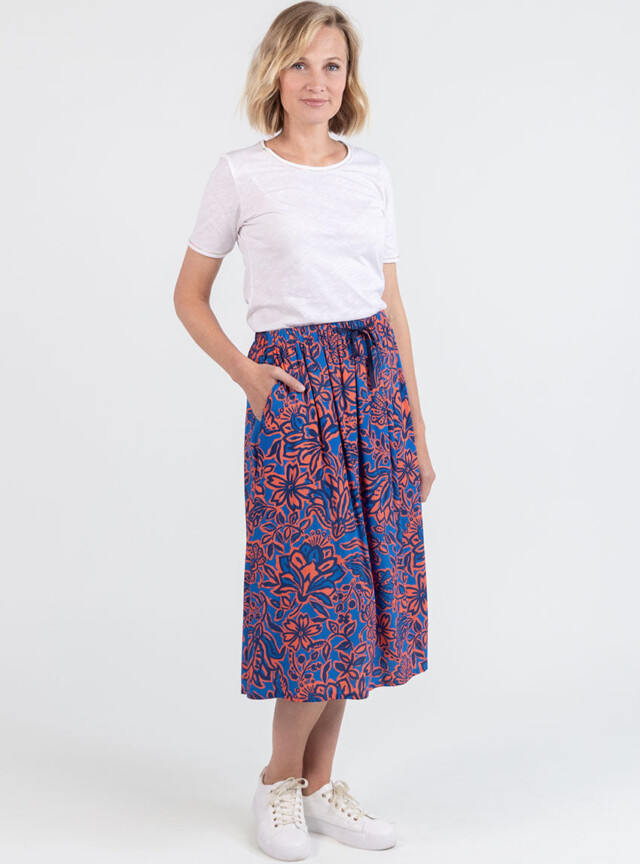 Maison Solfin - Jupe femme ample en viscose imprimé floral bleu – 4