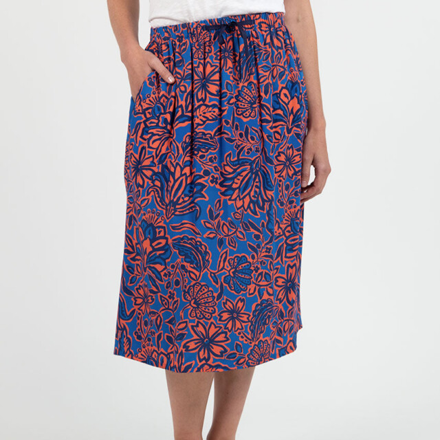 Maison Solfin - Jupe femme ample en viscose imprimé floral bleu – 4