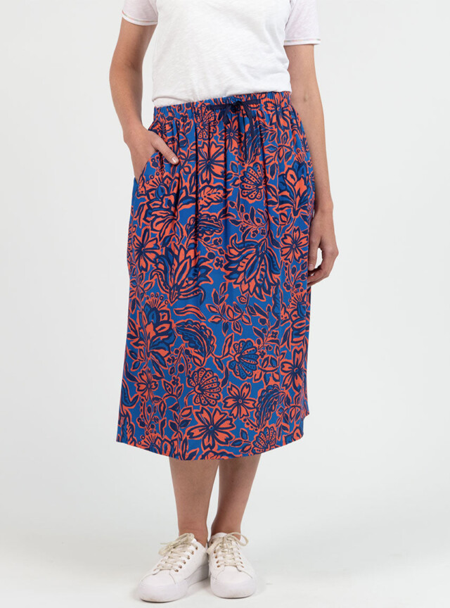 Maison Solfin - Jupe femme ample en viscose imprimé floral bleu – 4