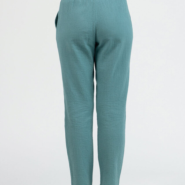 Maison Solfin - Pantalon femme coton gaufré vert littoral – 50