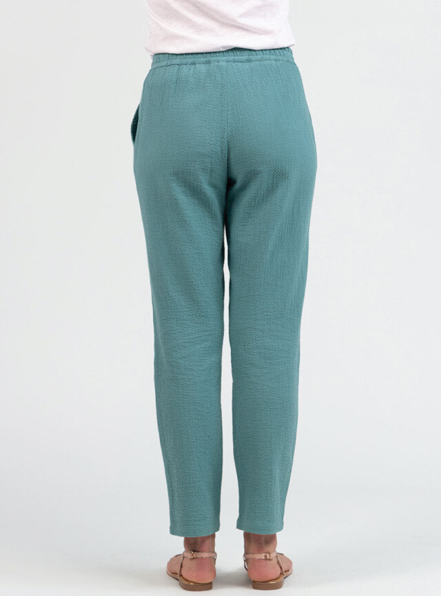 Maison Solfin - Pantalon femme coton gaufré vert littoral – 50