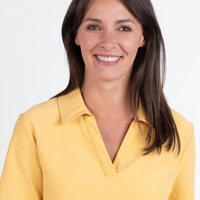 Maison Solfin - Polo femme en maille de coton jaune épicé – 5