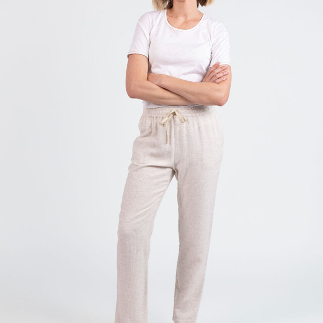 Maison Solfin - Pantalon femme coton lin beige – 52