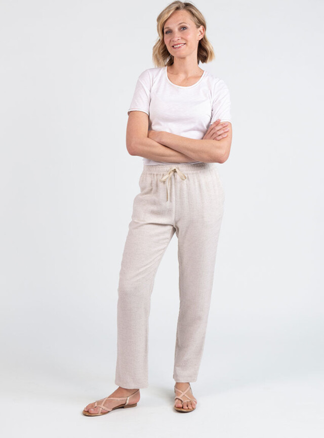 Maison Solfin - Pantalon femme coton lin beige – 52