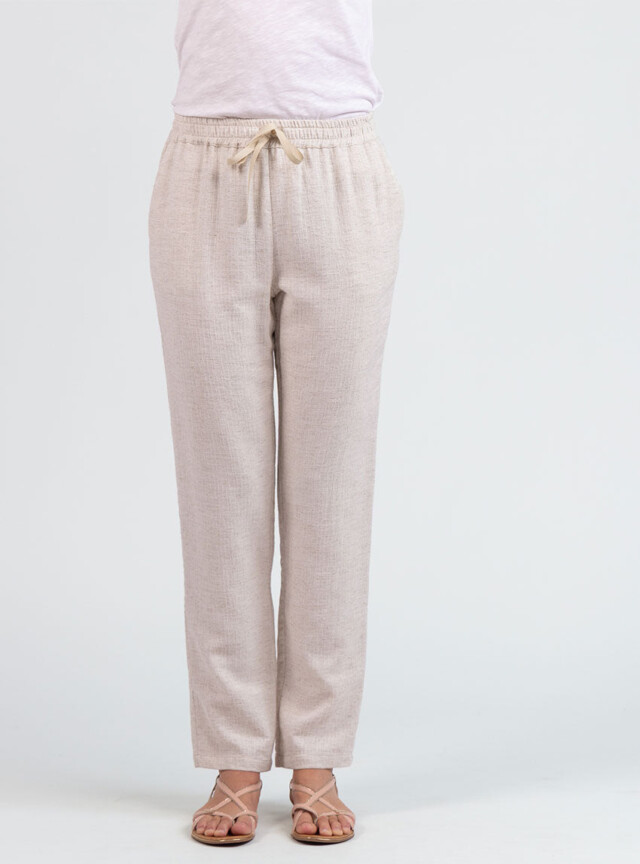 Maison Solfin - Pantalon femme coton lin beige – 52