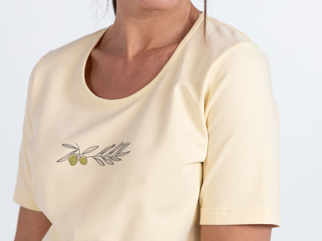 7863 JVA 2 tee shirt femme coton jaune vanille Maison Solfin - Tee-shirt femme en coton jaune vanille – 5