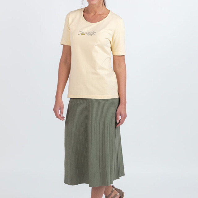 Maison Solfin - Tee-shirt femme en coton jaune vanille – 5