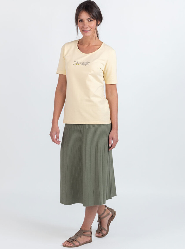 Maison Solfin - Tee-shirt femme en coton jaune vanille – 5