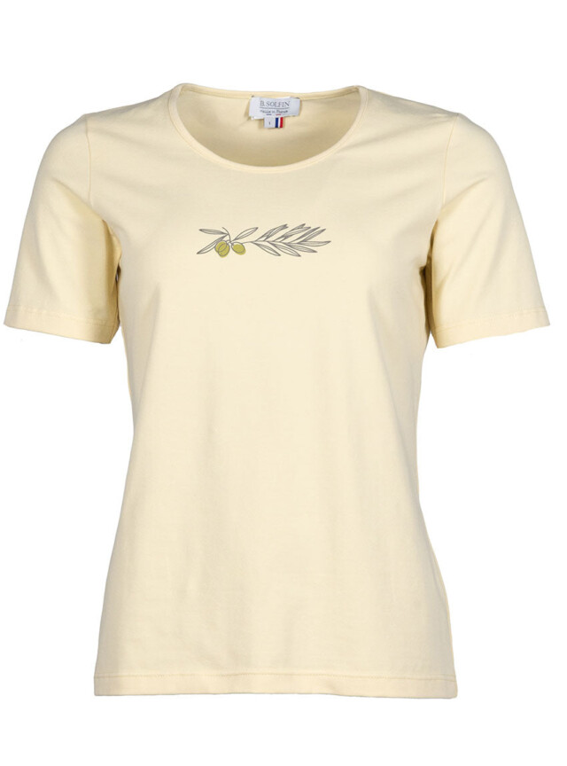 Maison Solfin - Tee-shirt femme en coton jaune vanille – 5