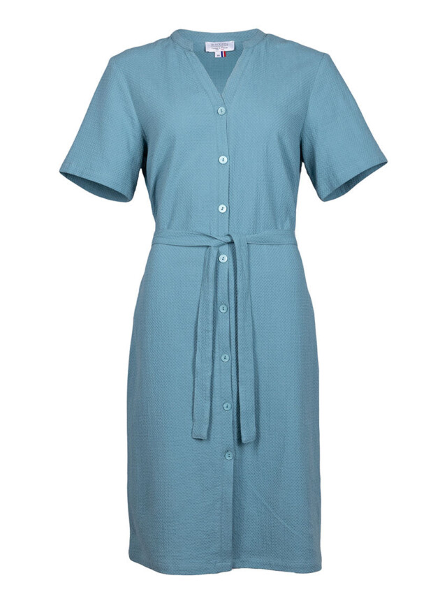 Maison Solfin - Robe femme en coton gaufré vert littoral – 52