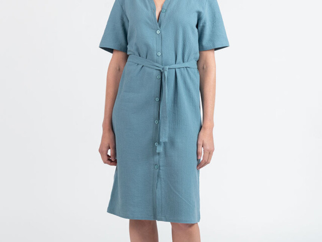 Maison Solfin - Robe femme en coton gaufré vert littoral – 52