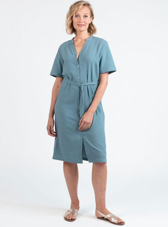 Maison Solfin - Robe femme en coton gaufré vert littoral – 52
