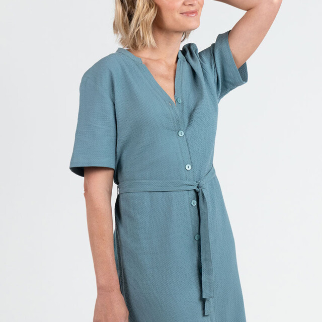 Maison Solfin - Robe femme en coton gaufré vert littoral – 52