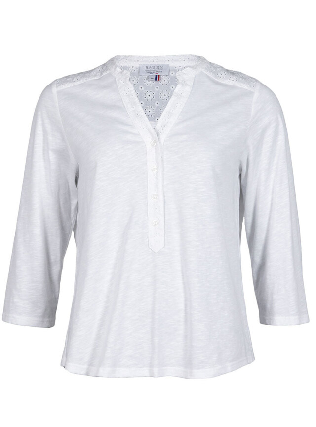 Maison Solfin - Blouse femme en maille de coton blanc – 5