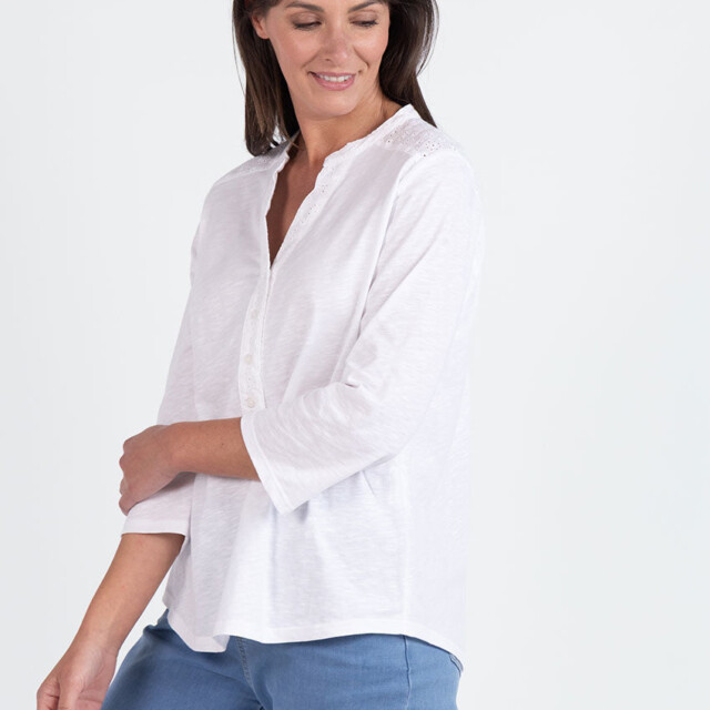 Maison Solfin - Blouse femme en maille de coton blanc – 5
