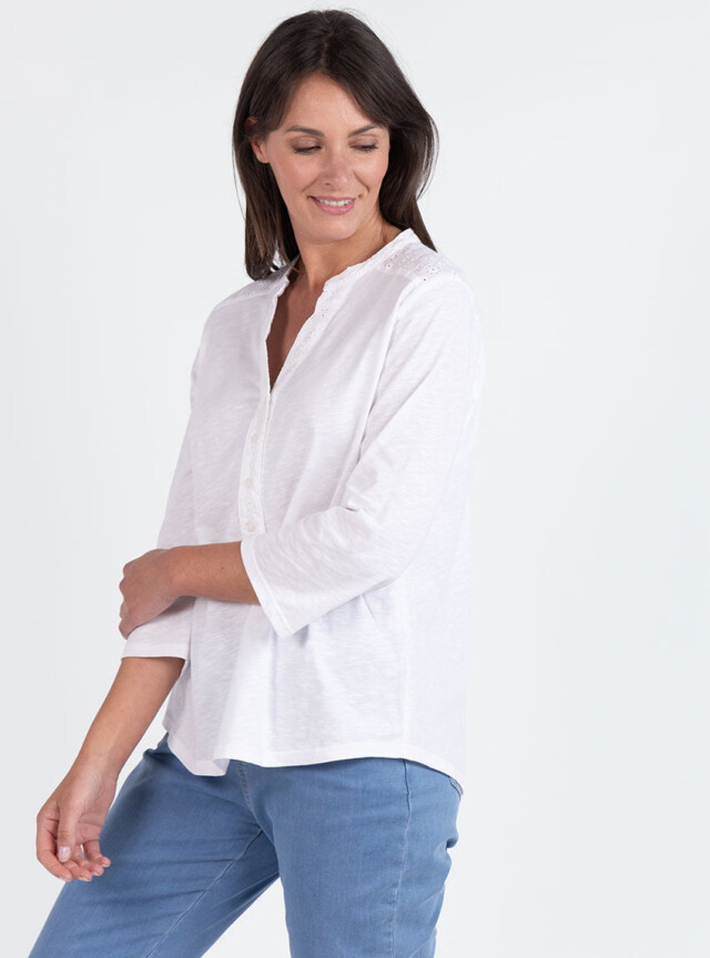 Maison Solfin - Blouse femme en maille de coton blanc – 5