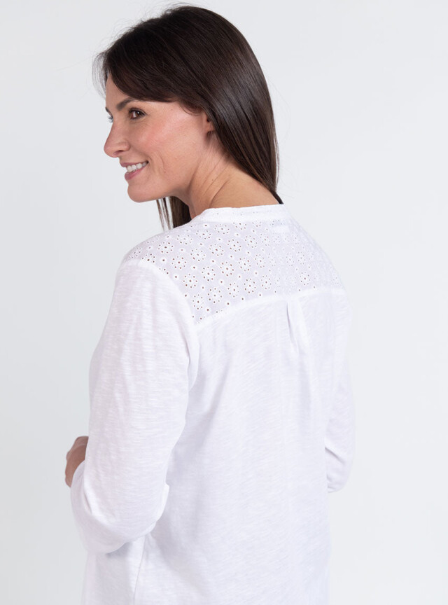 Maison Solfin - Blouse femme en maille de coton blanc – 5